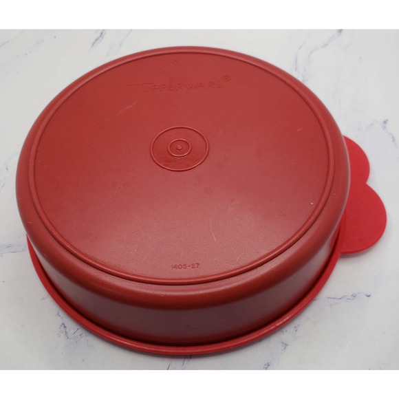 Tupperware 1405-27 Round Maroon Wonder Bowl With Red Butterfly Tab Lid 3131B-3 - Picture 6 of 12